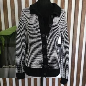 Banana‎ Republic Sweater Wmns XS Black Cocoon Wool Blend Button Up Jacket